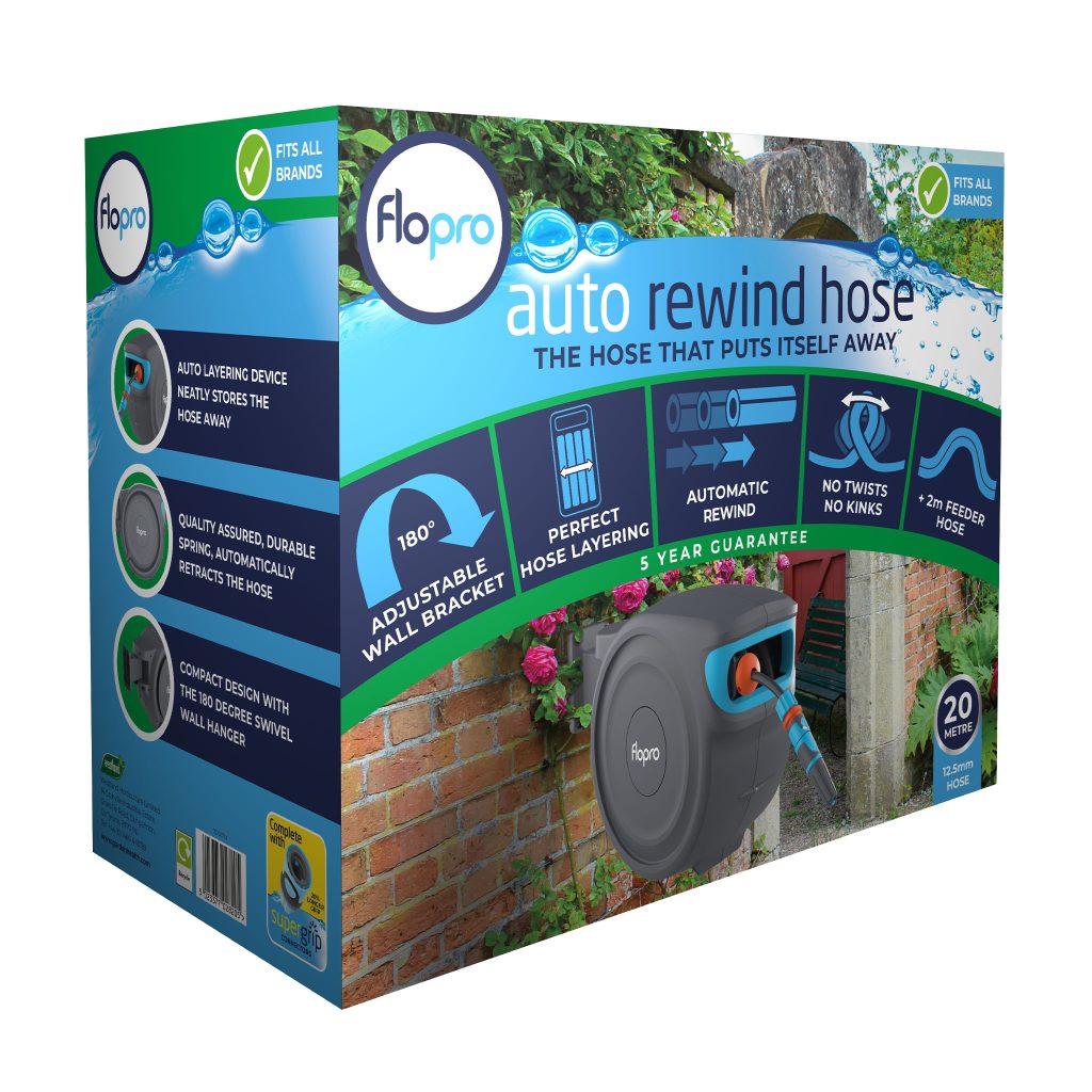 Florpo Auto Rewind Wall Mounted Hose Reel with 20m Hose
