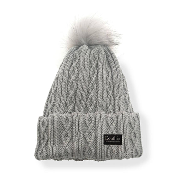 Ladies Pom Pom Hat Grey