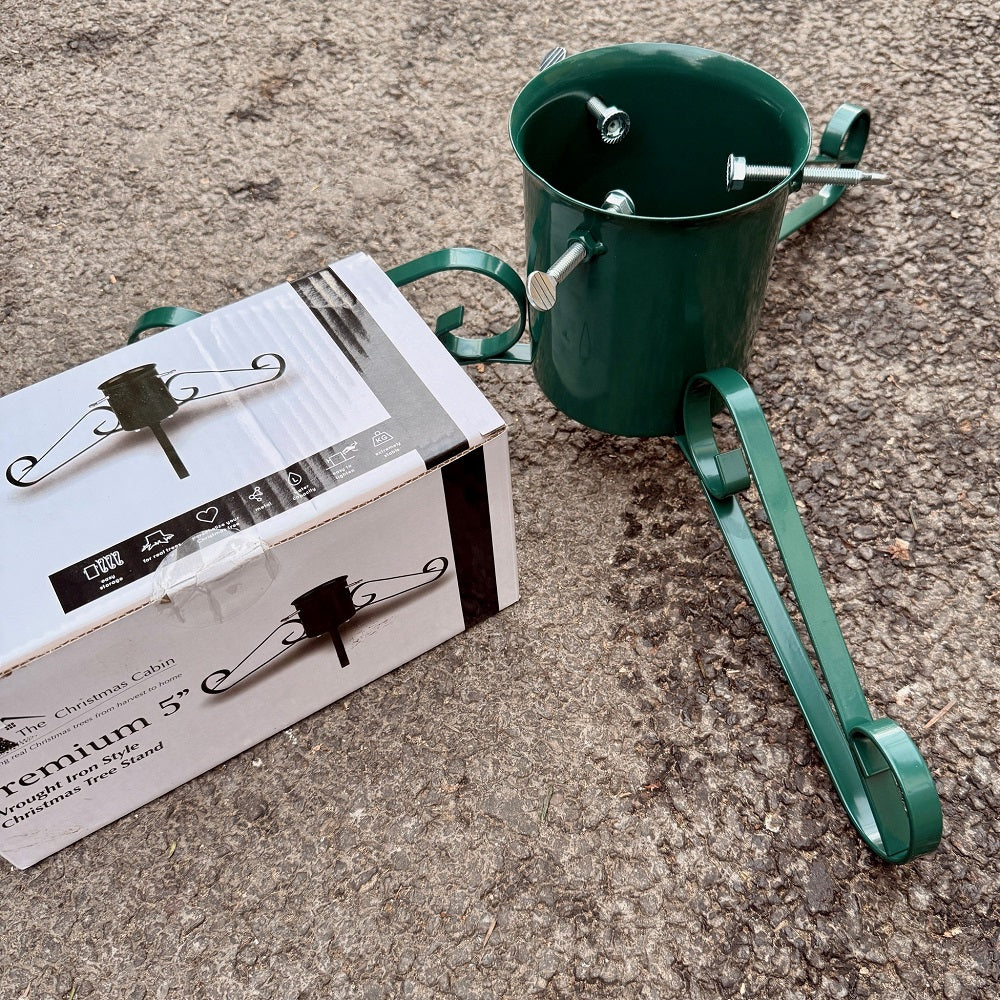 Wrought Iron Christmas Tree Stand Green 5"