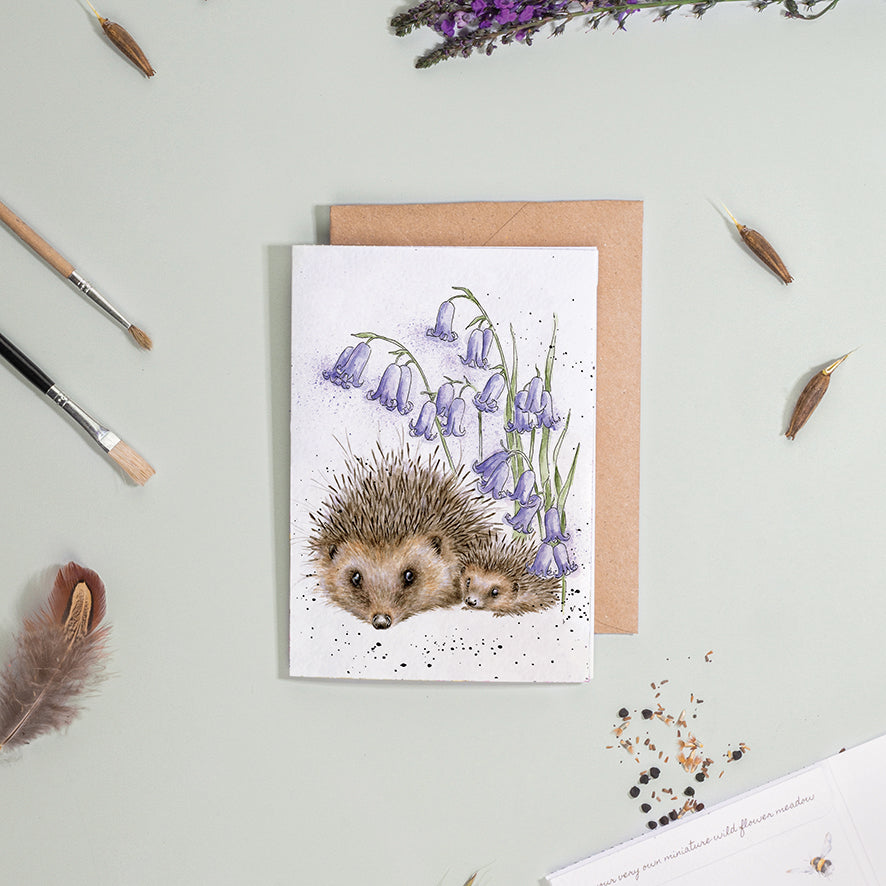 Wrendale Hedgehog Seed Card - Love & Hedgehugs