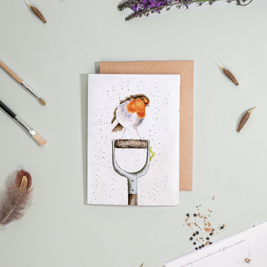 Wrendale Robin Seed Card - The Gardener's Friend