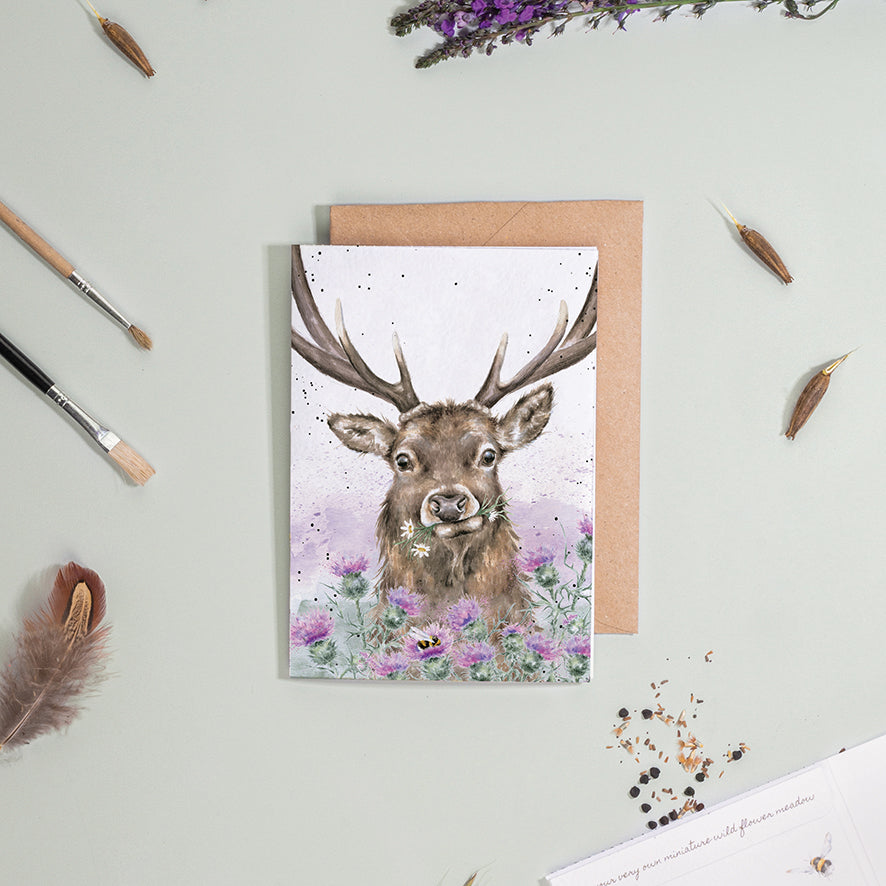 Wrendale Stag Seed Card - Thistle Make You Smile