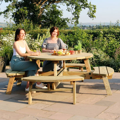 Zest Rose Round Picnic Table | 8 Seater Picnic Table