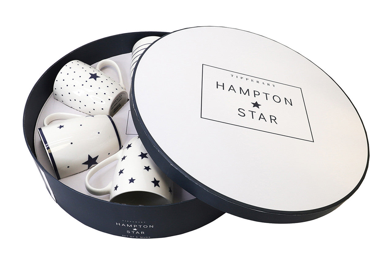 Hampton star Set 6 Mugs in Hat Box