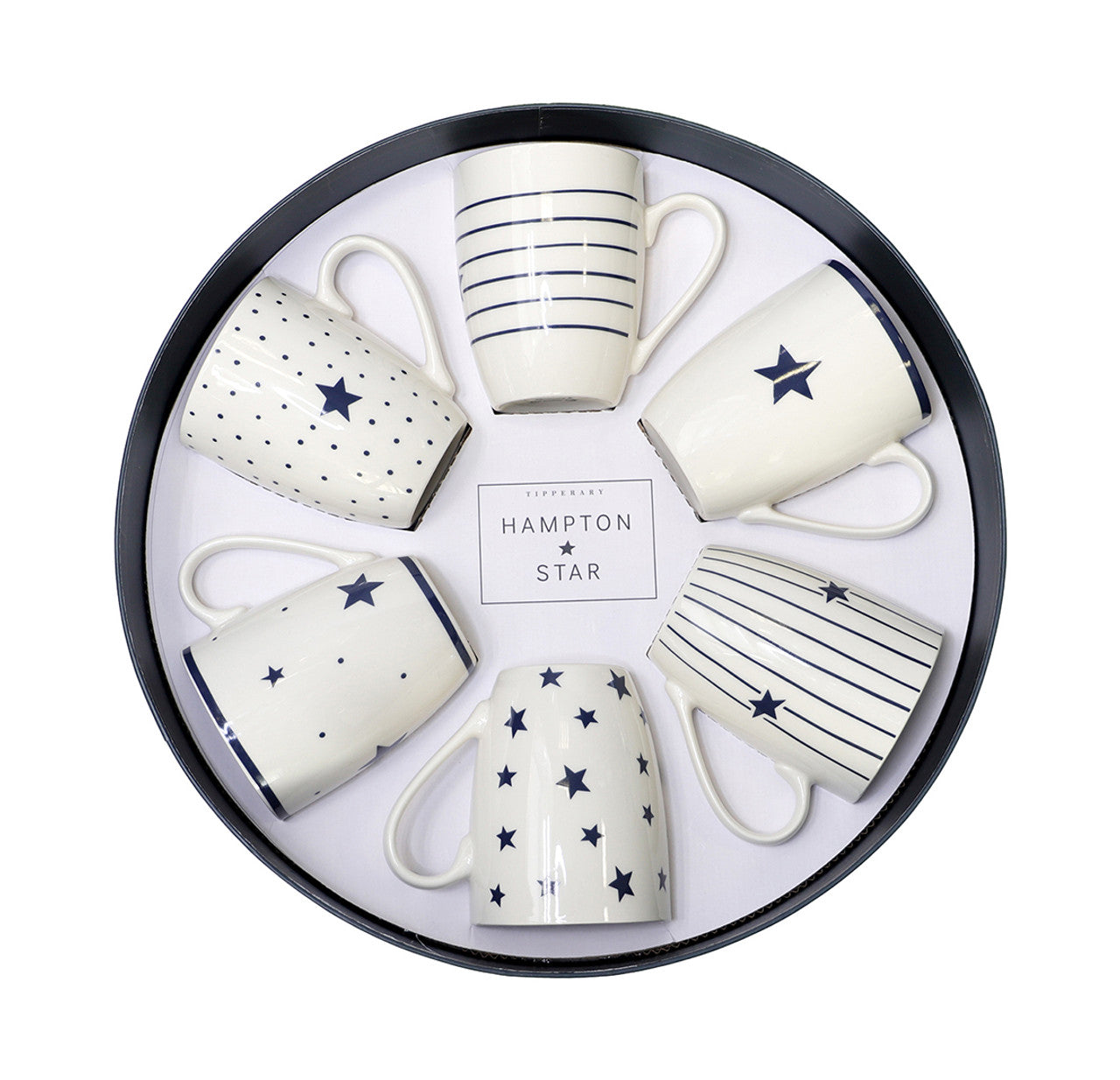 Hampton star Set 6 Mugs in Hat Box