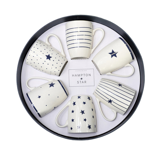 Hampton star Set 6 Mugs in Hat Box