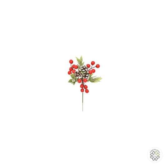 Frosted Foliage Berry Cone Pick 20cm [optimised-1040-watermarked]