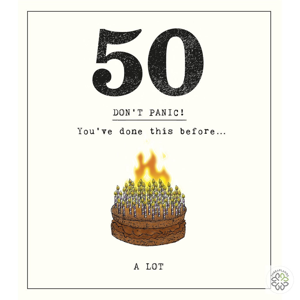 50th Birthday Don't Panic Candles On Cake [optimised-1040-watermarked]