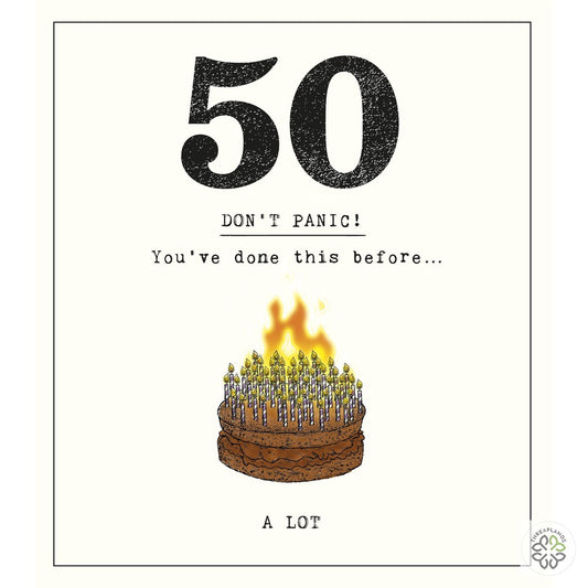 50th Birthday Don't Panic Candles On Cake [optimised-1040-watermarked]