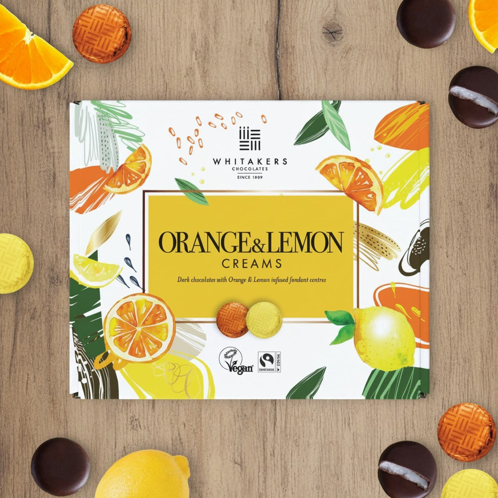 Whitakers Dark Chocolate Orange & Lemon Fondant Creams (200g), Fairtrade, Vegan