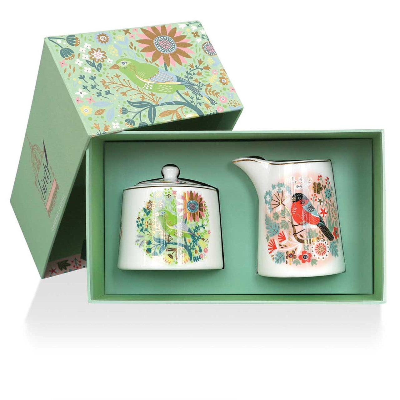 Birdy Greenfinch Sugar Bowl & Bullfinch Milker Set