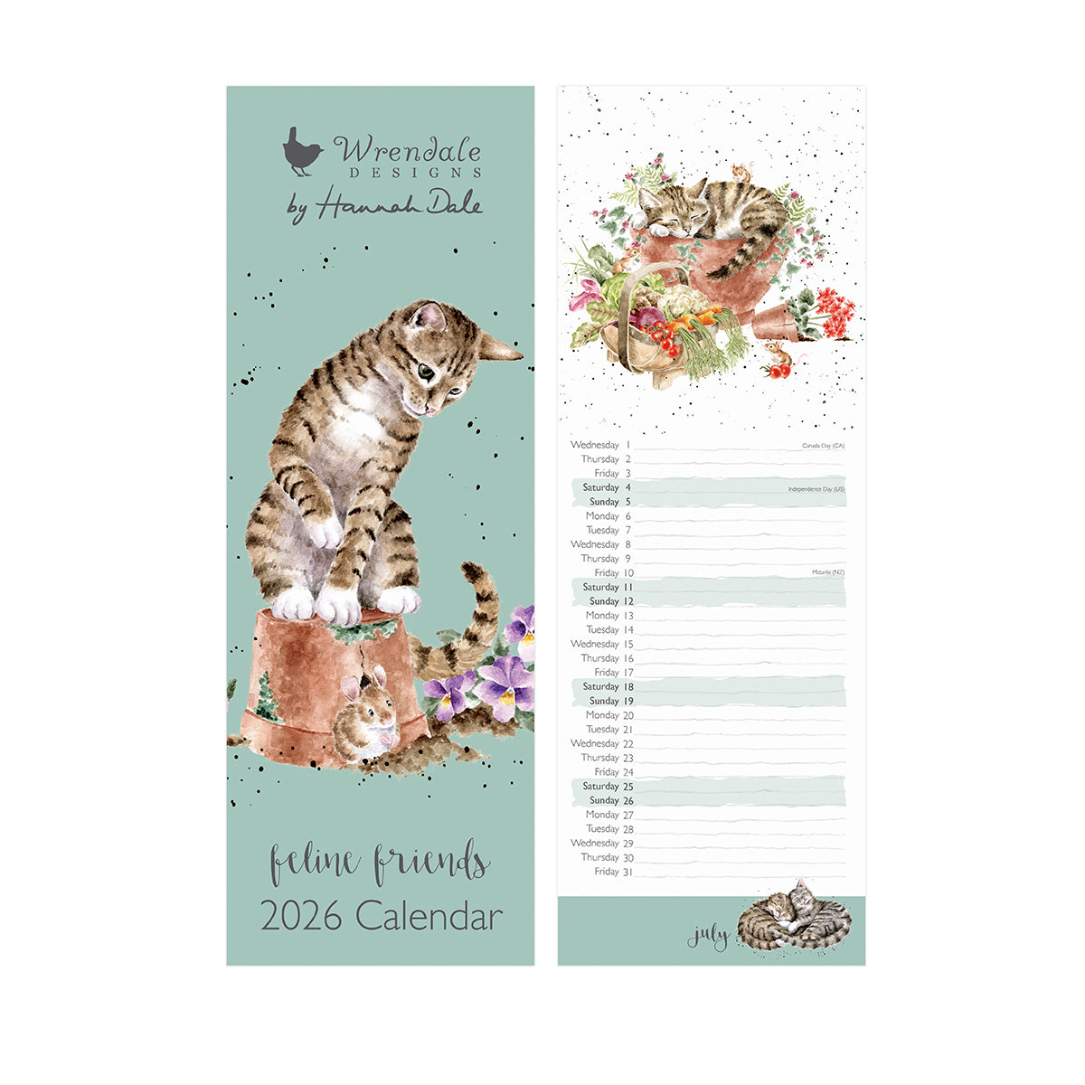 Wrendale Slim Calendar - Feline Friends 2026
