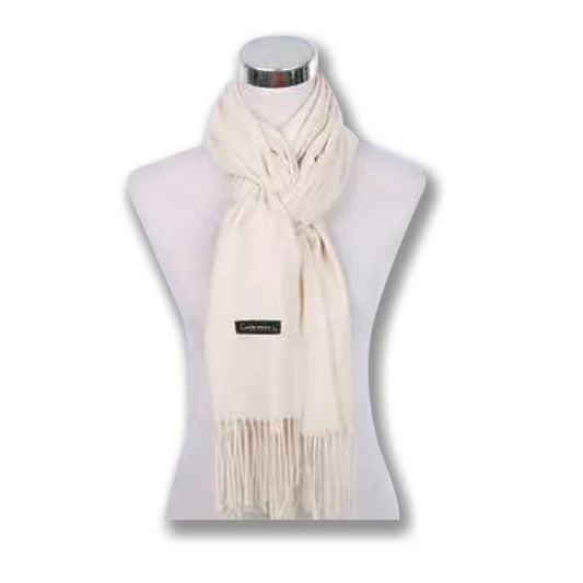 Couthie Large Plain Coloured Scarf - Cream
