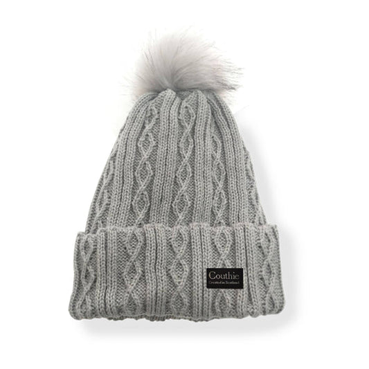 Ladies Pom Pom Hat Grey