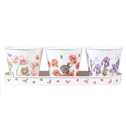 Wrendale Set of 3 Herb Pots - Floral Tray