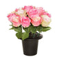 Grave Pot - Pink Open Roses 25cm