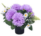 Cemetery Grave Vase Pot - Lilac Chrysanthemums & Foliage
