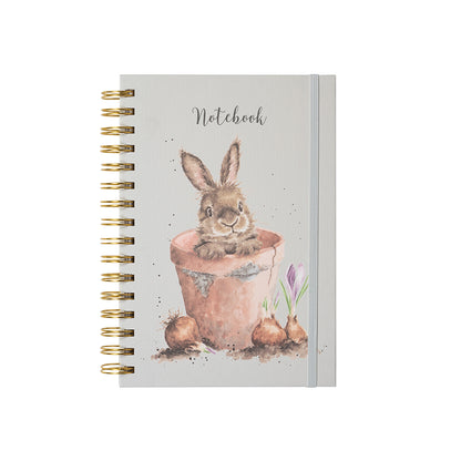 Wrendale A5 Rabbit Notebook - The Flower Pot (Green)