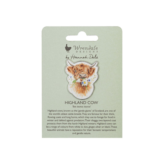 Wrendale Highland Cow Pin Badge - Daisy Coo