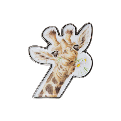 Wrendale Giraffe Pin Badge - Flowers