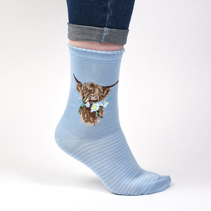 Wrendale Cow Sock - Daisy Coo