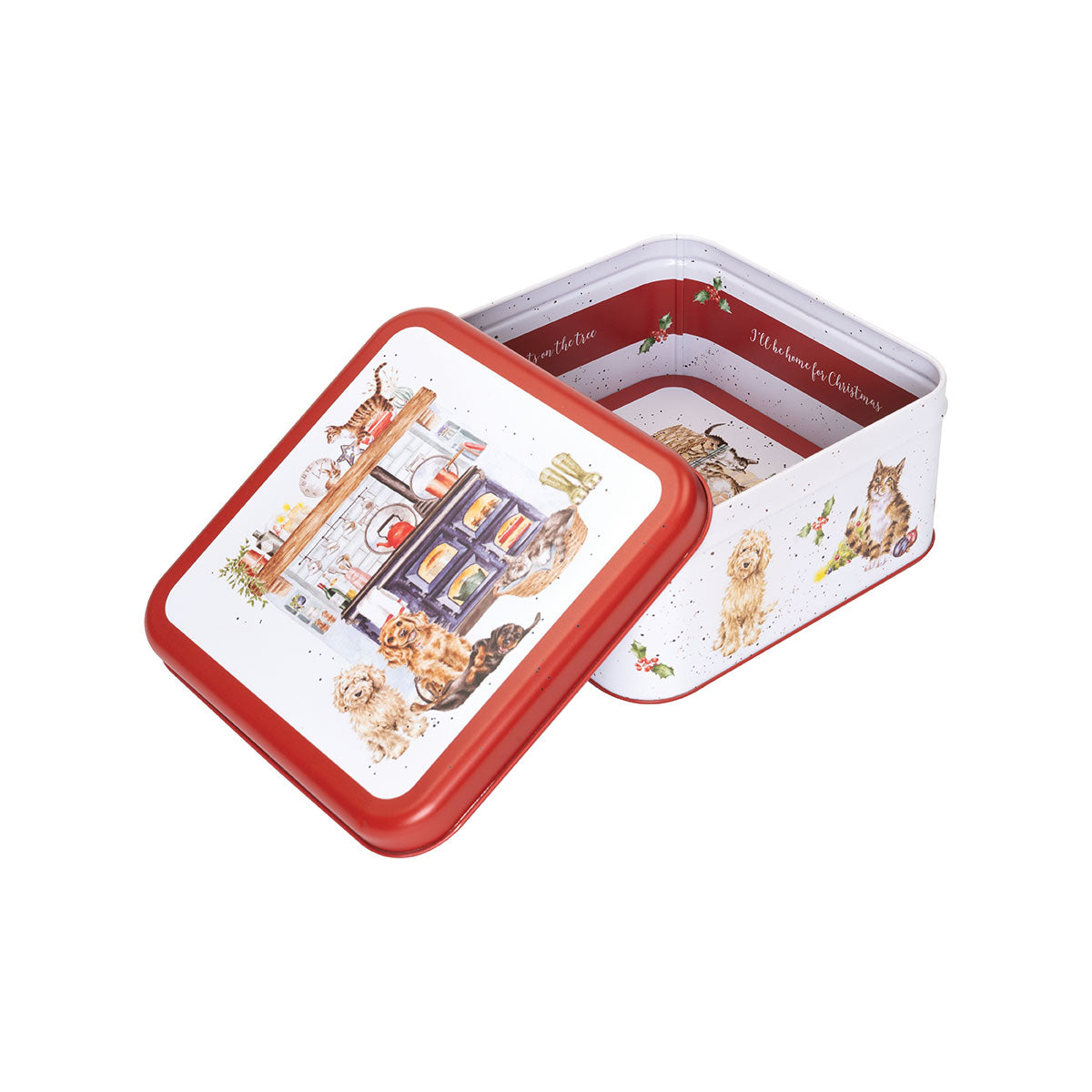 Wrendale Traditional 'Country Kitchen' Dog and Cat Christmas Square Tin