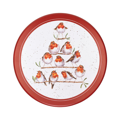Wrendale Traditional 'Rockin Robins' Robin Christmas Round Tin