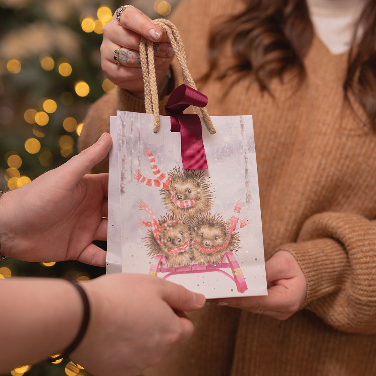 Wrendale Small Gift Bag - Sledgehogs