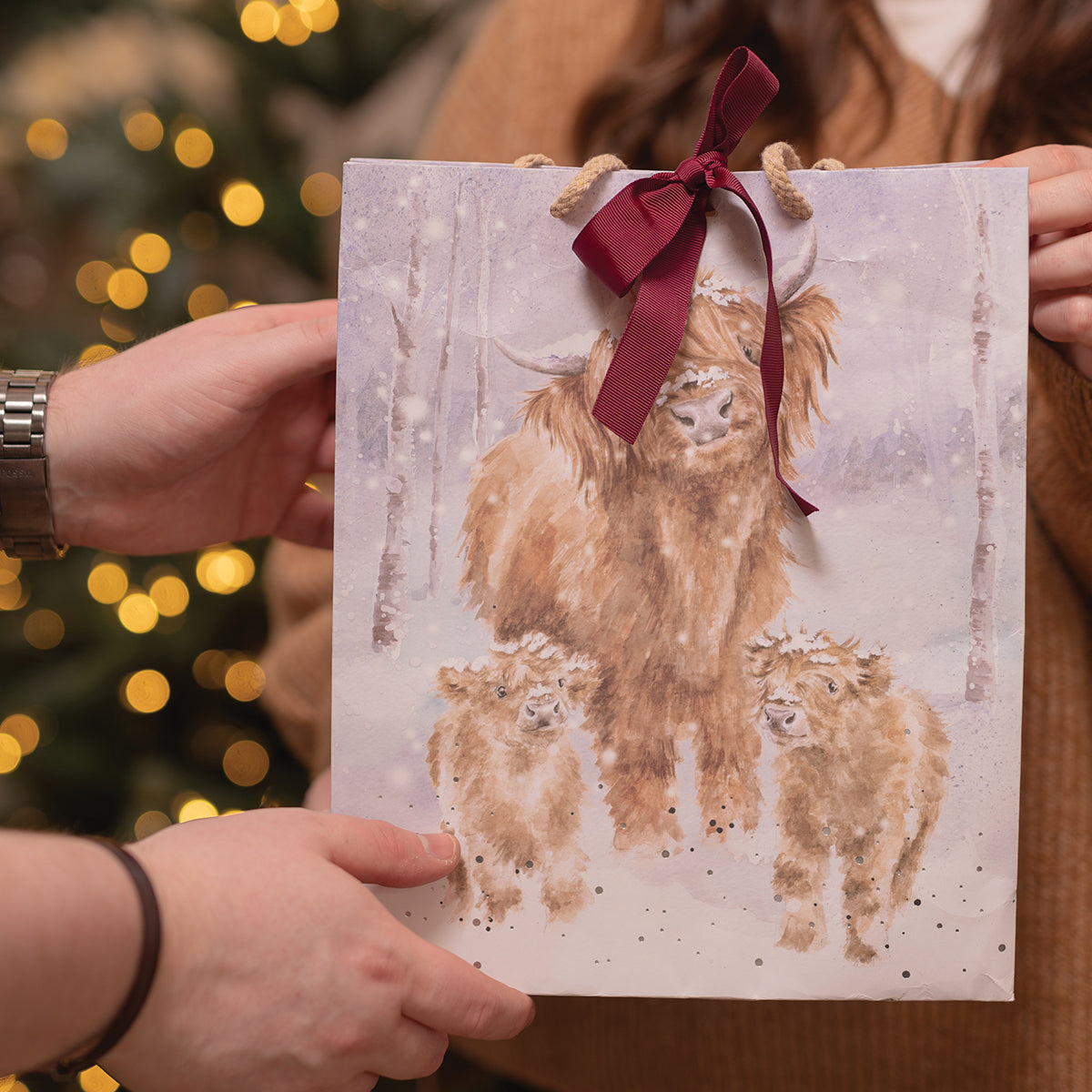 Wrendale Large Gift Bag - A Highland Christmas