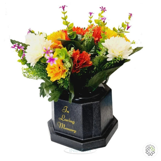 Black Grave Vase Base with Large Artificial Flower Bouquet [optimised-1040-watermarked]