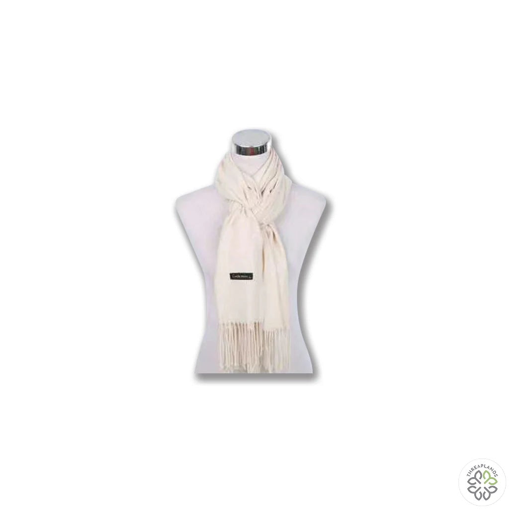 Couthie Large Plain Coloured Scarf - Cream [optimised-1040-watermarked]