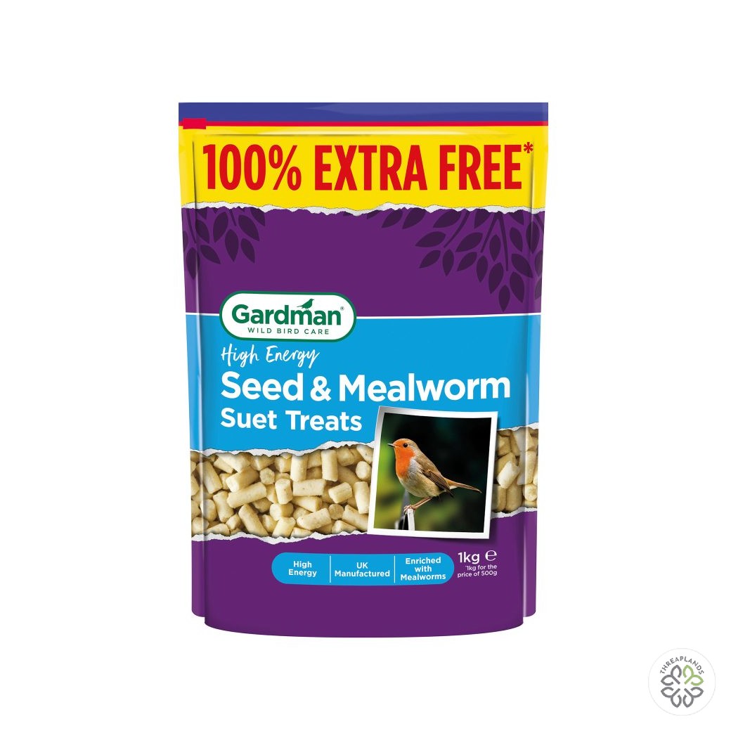 Gardman Seed & Insect Suet Treats 500g + 100% XF - Threaplands [optimised-1040-watermarked]