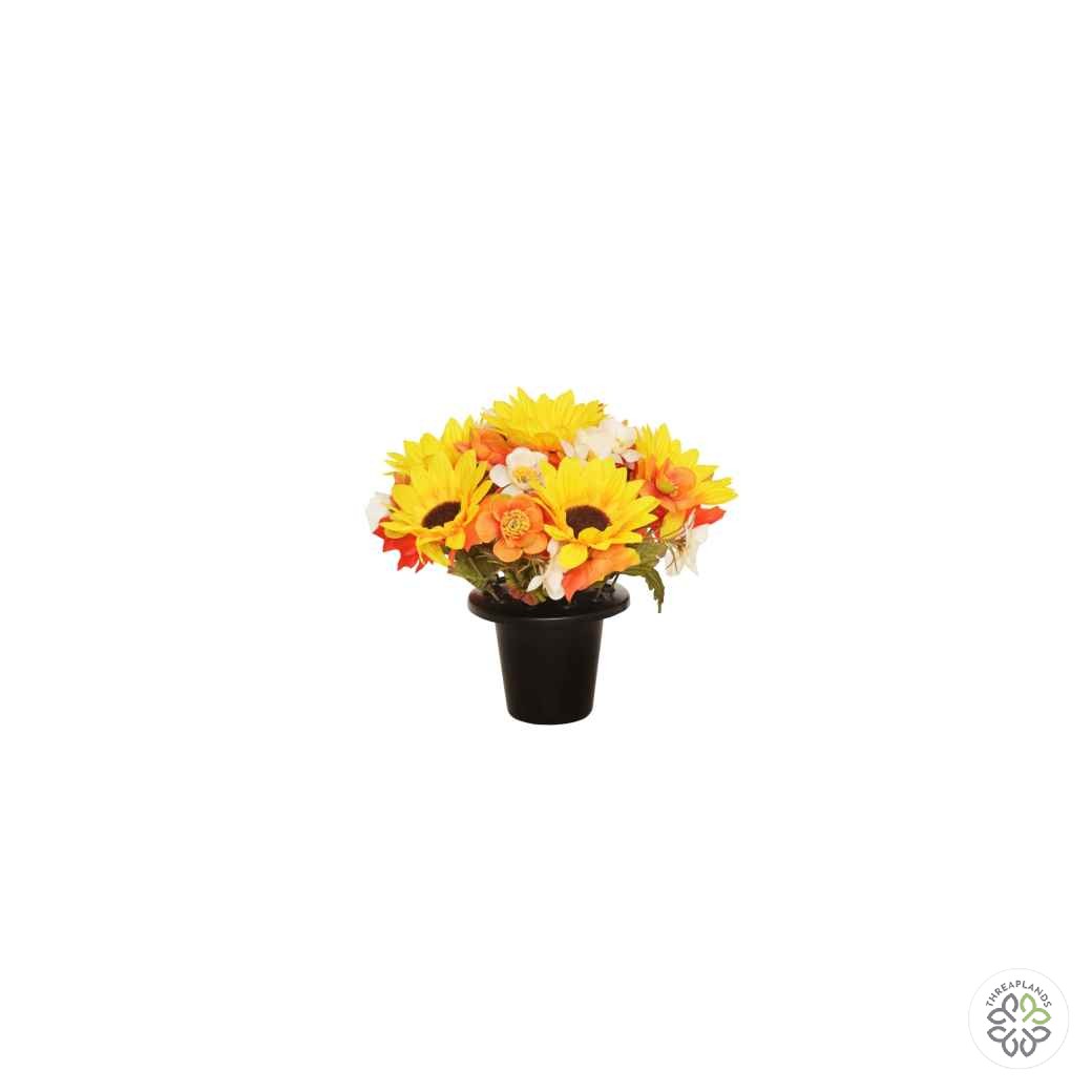 Grave Pot - Yellow Autumnal Flower 25cm [optimised-1040-watermarked]