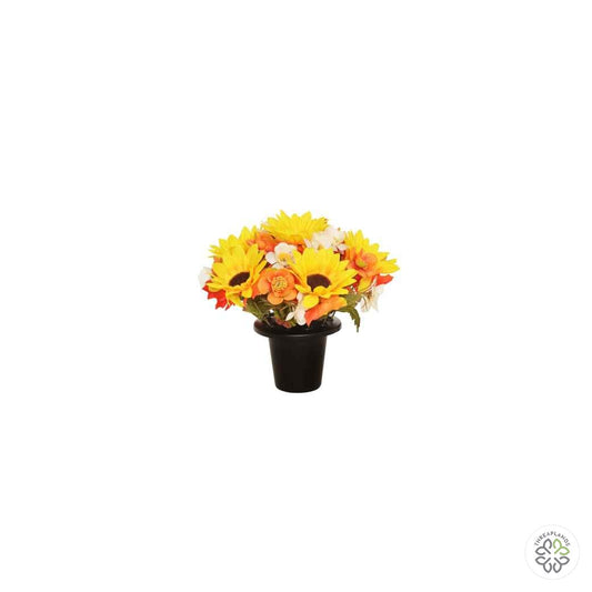 Grave Pot - Yellow Autumnal Flower 25cm [optimised-1040-watermarked]