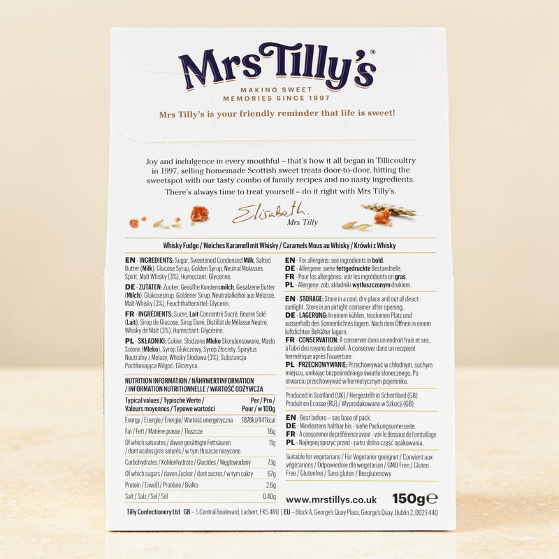 Mrs Tilly's Scottish Malt Whisky Fudge 150g