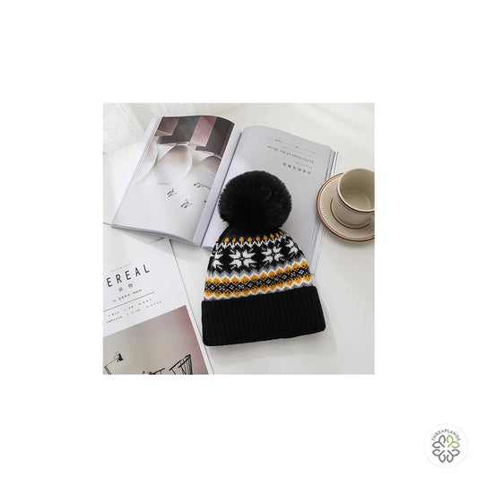 Pom Pom Fairisle Style Hat Black [optimised-1040-watermarked]