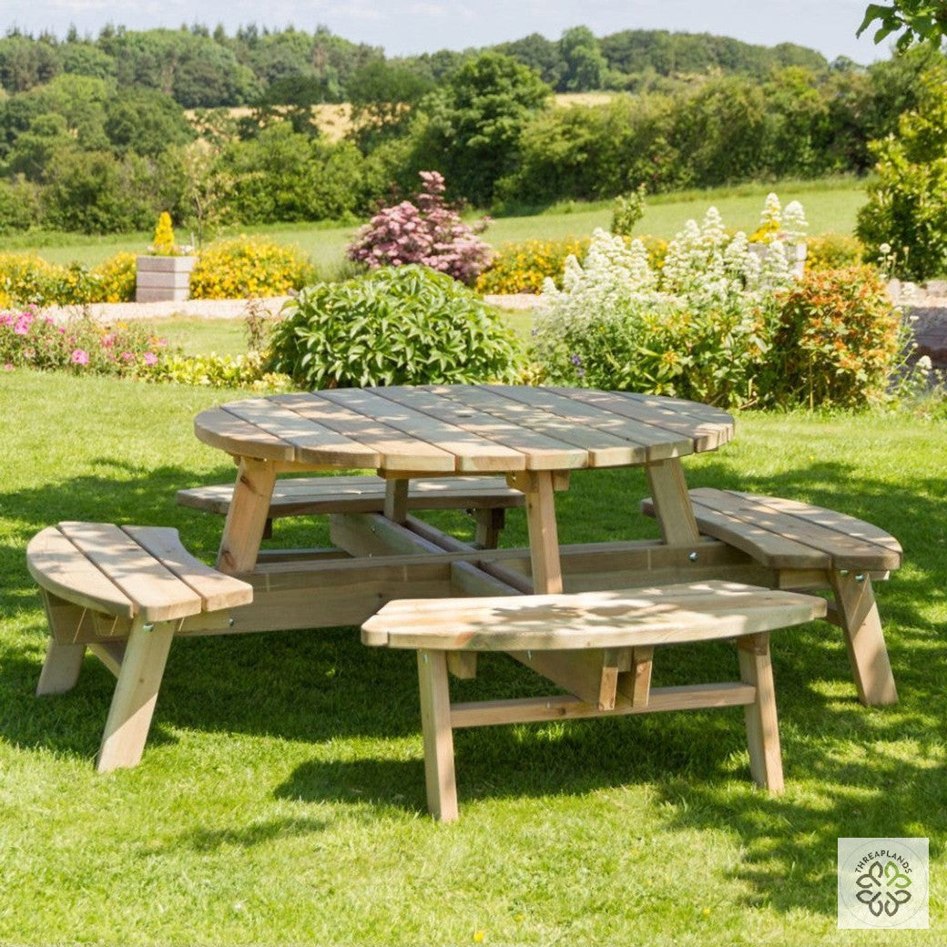 Zest Rose Round Picnic Table | 8 Seater Picnic Table - Threaplands [optimised] [optimised-1040-watermarked]