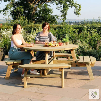 Zest Rose Round Picnic Table | 8 Seater Picnic Table - Threaplands [optimised] [optimised-1040-watermarked]