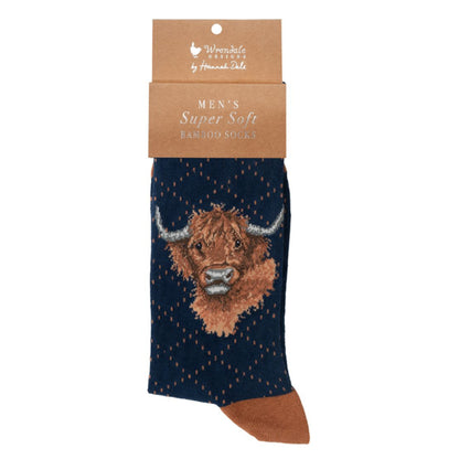 Wrendale Highland Cow Mens Socks Highland Heathers