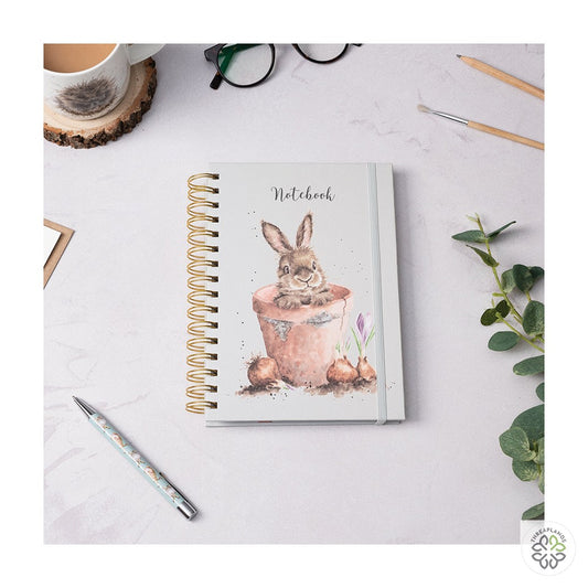 Wrendale A5 Rabbit Notebook - The Flower Pot (Green) [optimised-1040-watermarked]