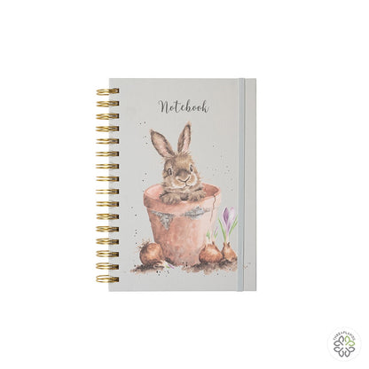 Wrendale A5 Rabbit Notebook - The Flower Pot (Green) [optimised-1040-watermarked]