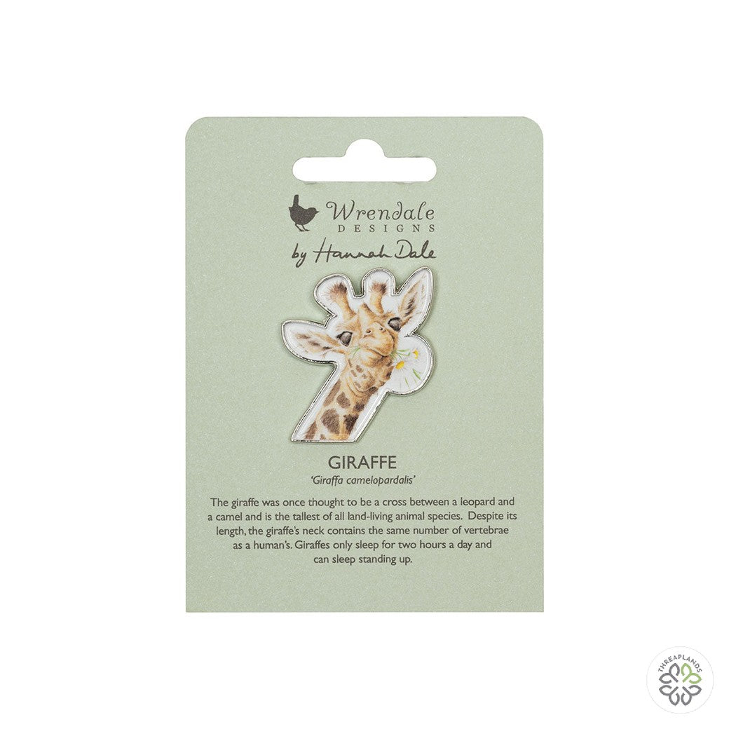 Wrendale Giraffe Pin Badge - Flowers [optimised-1040-watermarked]