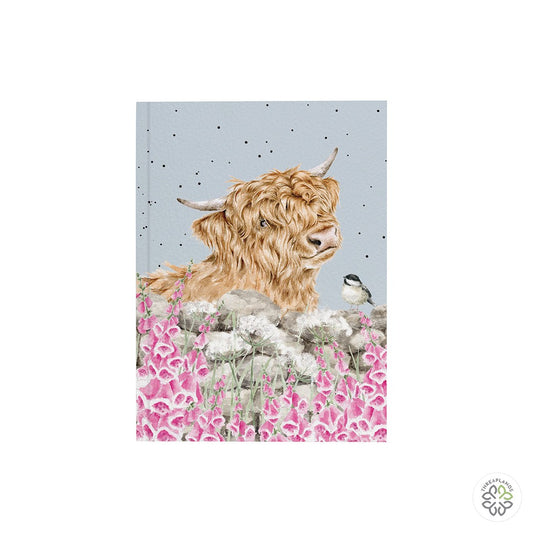 Wrendale Highland Cow A6 Notebook - Just for Moo - Threaplands [optimised-1040-watermarked]