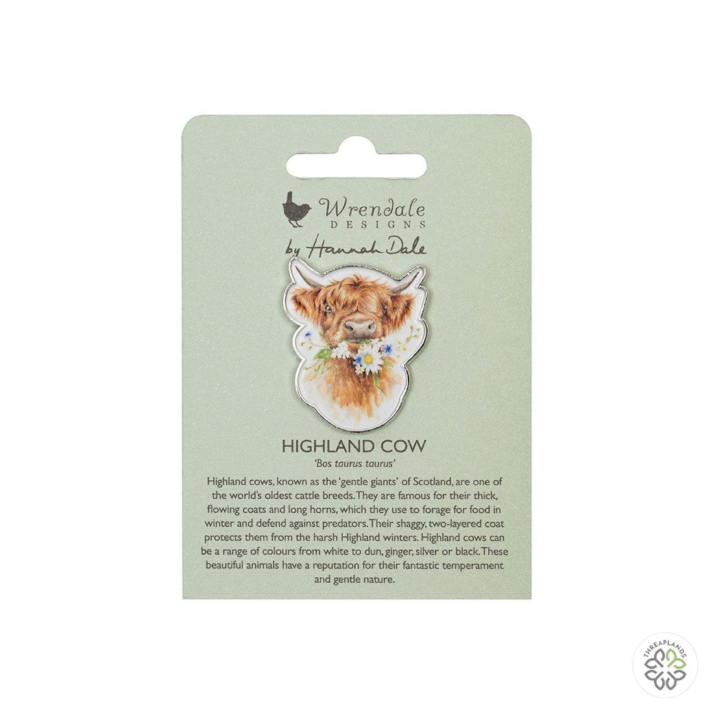 Wrendale Highland Cow Pin Badge - Daisy Coo [optimised-1040-watermarked]