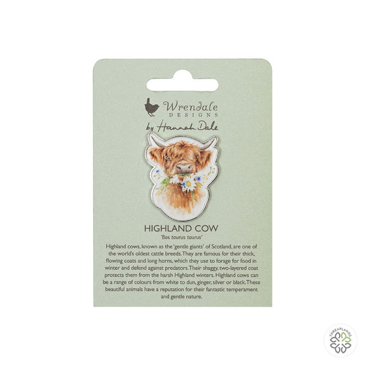 Wrendale Highland Cow Pin Badge - Daisy Coo [optimised-1040-watermarked]