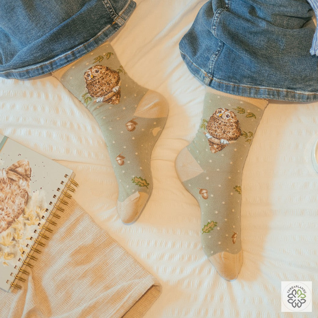 Wrendale Owl Sock - Treetops [optimised-1040-watermarked]