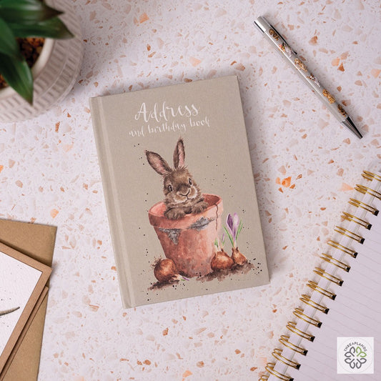 Wrendale Rabbit Address Book - The Flower Pot - Threaplands [optimised-1040-watermarked]