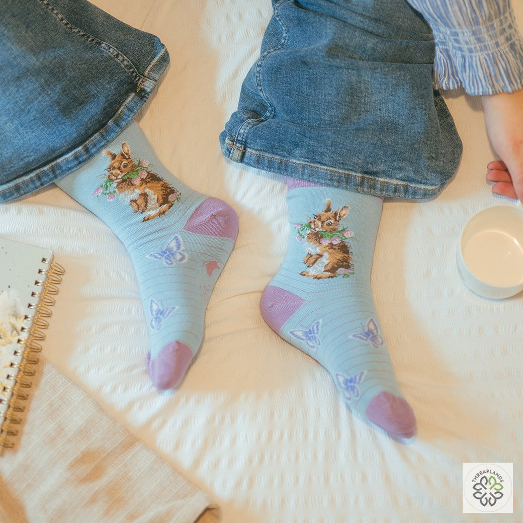 Wrendale Rabbit Sock - Head Clover Heels [optimised-1040-watermarked]