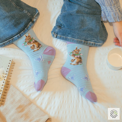 Wrendale Rabbit Sock - Head Clover Heels [optimised-1040-watermarked]