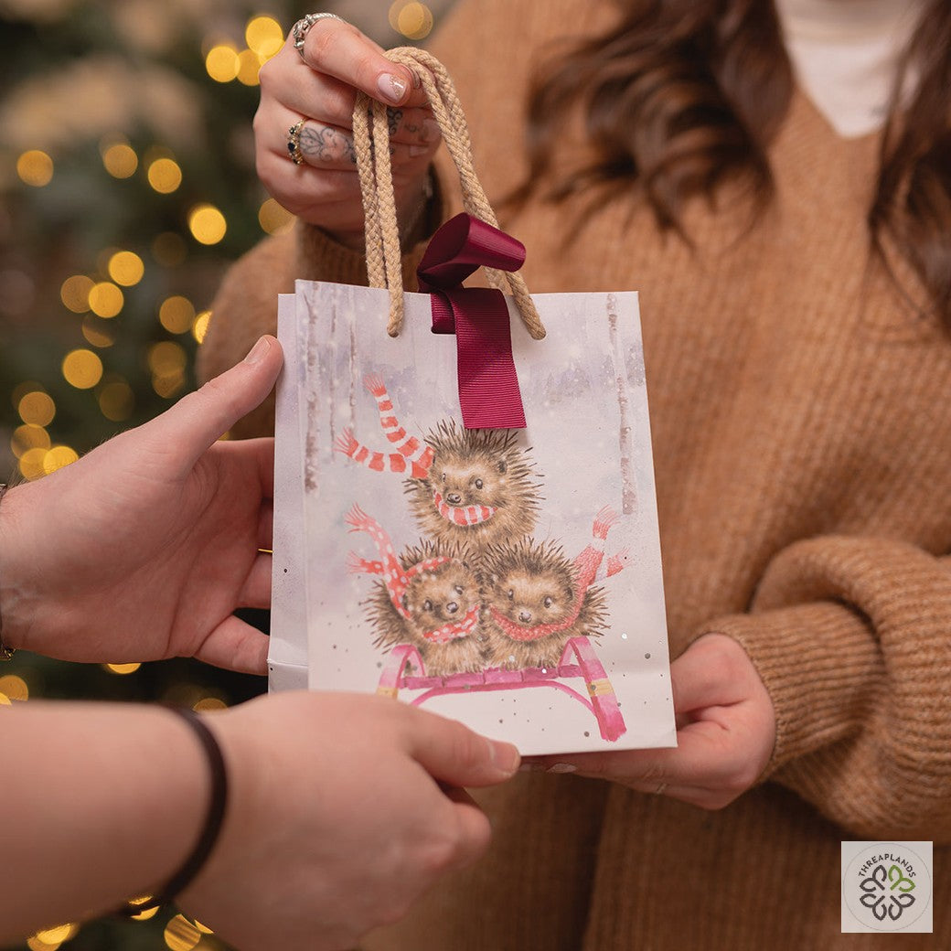 Wrendale Small Gift Bag - Sledgehogs [optimised-1040-watermarked]